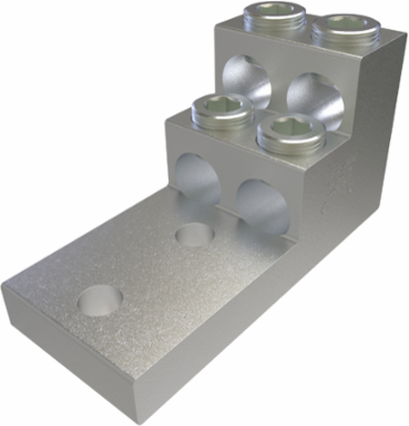 Aluminum Panelboard Lug, Dual Rated, Conductor Range 600-2, 4 Ports, 2 Holes, 1/2in Bolt Size, 1-3/4in Hole Spacing, Tin Plated, UL, CSA