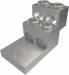 Aluminum Panelboard Lug, Dual Rated, Conductor Range 600-2, 4 Ports, 2 Holes, 3/8in Bolt Size, 1-3/8in Hole Spacing, Tin Plated, UL, CSA