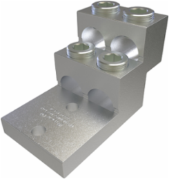 Aluminum Panelboard Lug, Dual Rated, Conductor Range 750-1/0, 4 Ports, 2 Holes, 3/8in Bolt Size, 1-3/8in Hole Spacing, Tin Plated, UL, CSA