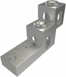 Aluminum Panelboard Lug, Heavy Duty, Dual Rated, Conductor Range 750-2, 2 Ports, 2 Holes, 3/8in Bolt Size, 1-3/8in Hole Spacing, Tin Plated, UL, CSA