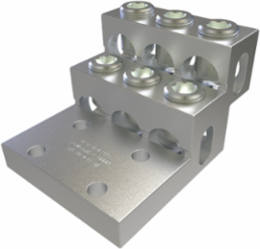 Aluminum Panelboard Lug, Heavy Duty, Dual Rated, Conductor Range 750-2, 6 Ports, 4 Holes, 3/8in Bolt Size, 1-3/8in Hole Spacing, Tin Plated, UL, CSA