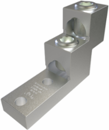 Aluminum Panelboard Lug, Dual Rated, 750-2 kcmil, 2 Ports, 3/8 Inch Bolt Size, Tin Plated