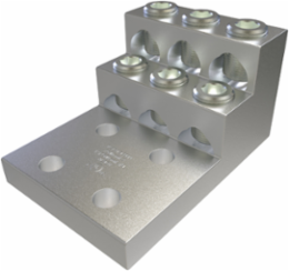 Aluminum Panelboard Lug, 6 Ports, Conductor Range 750-2, 1/2 Inch Bolt Size, Tin Plated