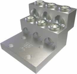 Aluminum Panelboard Lug, 6 Ports, Conductor Range 750-2, 3/8 Inch Bolt Size, Tin Plated