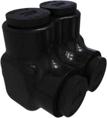 Insulated Aluminum Multi-Tap Connector, 2 Ports, Conductor Range 250-6, Tin Plated