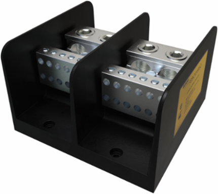 Power Distribution Block, Dual Rated, Line Conductor Range 500-4, Load Range 4-14, 2 Ports Per Pole Line Side, 12 Ports Per Pole Load Side, 2 Pole, UL, CSA