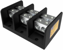 Power Distribution Block, Dual Rated, Line Conductor Range 350-6, Load Range 350-6, 2 Ports Per Pole Line Side, 2 Ports Per Pole Load Side, 3 Pole, UL, CSA