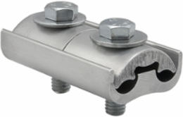 Aluminum Parallel Groove Clamp, Dual Rated, Double Clamp, Conductor Range 4/0-2, 3/8in Steel Bolt