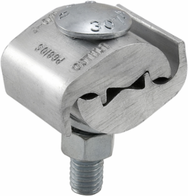Aluminum Parallel Groove Clamp, Dual Rated, Conductor Range 1/0-8 Sol, 3/8in Steel Bolt