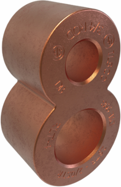 Permaground Copper Grounding Connector, Main Conductor Range 2/0-2, Tap Range 2/0-2, Ground Rod Size 3/4in, Rebar Sizes #3-#4, UL, CSA