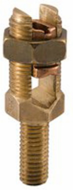 Permaground Bronze Service Post Connector, Male, Conductor Range 1/0-2, 1/2-13 x 1-1/4in Stud Size, Long Stud, Single Conductor, UL, CSA