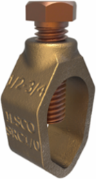 Permaground Bronze Ground Rod Clamp, Conductor Range 1/0-10 Sol, Ground Rod Sizes 3/8 to 3/4in, UL, CSA