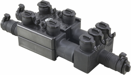 Streetwise Street Light Connector, Dual Rated, Line Conductor Range 1/0-14, Load Size 6, 1 Port Line Side, 2 Ports Load Side, UL, CSA, With De-Ox