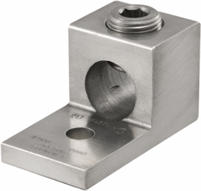 Aluminum Mechanical Lug, Conductor Range 500-4, 1 Port, 1 Hole, 3/8in Bolt Size, Tin Plated, UL, CSA