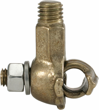 Permaground Bronze Transformer Tank Ground Connector, Conductor Range 1-10 Sol, 1/2-13 Bolt Size, 1-3/8in Height, Tin Plated