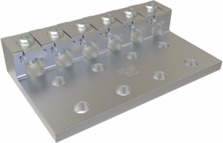Cleartrax Aluminum Lay-In Connector, Dual Rated, Conductor Range 350-6, 6 Ports, 8 Holes, UL