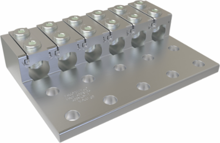 Cleartrax Aluminum Lay-In Connector, Dual Rated, Conductor Range 600-2, 6 Ports, 10 Holes, UL