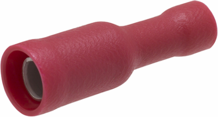 ILSCON Bullet Disconnect Terminal, Conductor Range 18-22, Female, Vinyl Fully Insulated, Red Color Code, Pack of 50