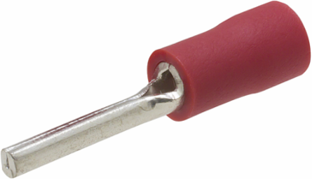 ILSCON Pin Terminal, Conductor Range 18-22, Vinyl Insulated, Red Color Code, Pack of 50