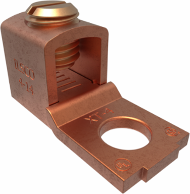 Copper Mechanical Lug, Conductor Range 4-14, 1 Port, 1 Hole, 1/4 Bolt Size, Direct Bury, UL, CSA