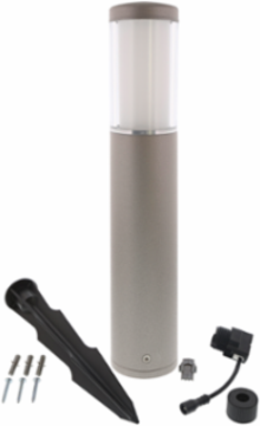 LIV LOW SILVER Bollard Fixture, 14.65 Inch Height, 12V, 1.5 Watt, 2.64 Inch Diameter