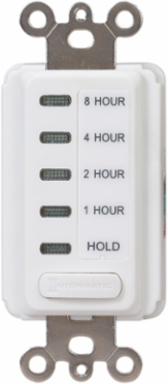 Electronic Countdown Timer, 120 VAC, 60 Hz, 1-8 Hour Preset, White