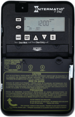 7-Day Electronic Time Switch, 120-277 VAC, SPST, Indoor Enclosure