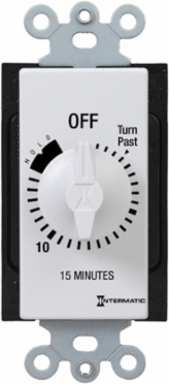 Spring Wound Countdown Timer, 125-277 VAC, 15 Minute Max, SPST, White