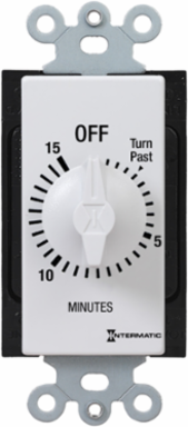 Decorator Spring Wound Countdown Timer, 15 Minute, 125-277 VAC, White