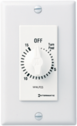Decorator Spring Wound Countdown Timer, 15 Minute, 125-277 VAC, White