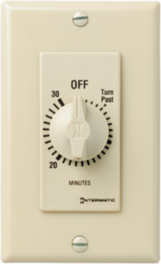 Spring Wound Countdown Timer, 30 Minute Max, 125-277 VAC, Ivory