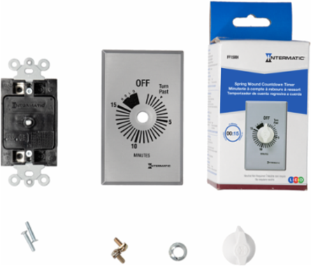 Commercial Spring Wound Countdown Timer, 125-277 VAC, SPST, 15 Minute Max