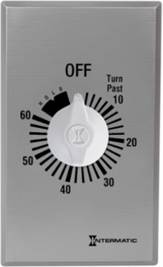 Spring Wound Countdown Timer, 125-277 VAC, 60 Minute Max, Silver