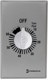 Spring Wound Countdown Timer, 125-277 VAC, 60 Minute Max, Silver