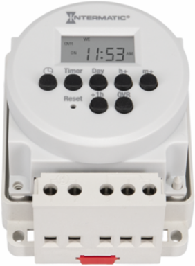 24-Hour or 7-Day 120-277V Electronic Surface/DIN Rail Mount Module, 15 A, 50 Setpoint Programs, SPDT