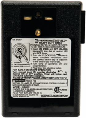 Heavy-Duty Plug-In Timer 240 VAC, 4.25 Inch Height, 2.125 Inch Depth