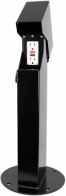 2x4, 18" Single-Gang GFCI Mount Hinge Top Pedestal, Black