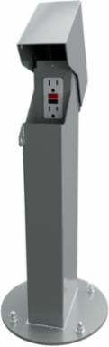 2x4, 18" Single-Gang GFCI Mount Hinge Top Pedestal, Gray