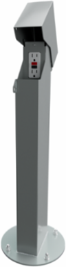 2x4, 24" Single-Gang GFCI Mount Hinge Top Pedestal, Gray