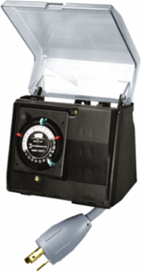 Outdoor Mechanical Plug-In Timer with Built-In Enclosure, 5-3/8 Inch Height