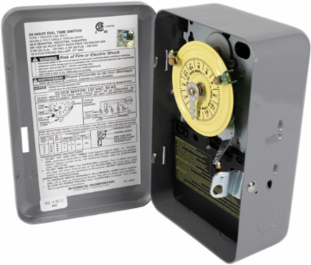24-Hour Mechanical Time Switch, 120 VAC, SPST, Indoor, 40 A Capacity