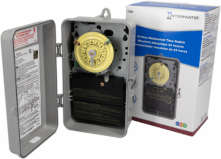 24-Hour Mechanical Time Switch, 40A, SPST, 120 VAC, Indoor/Outdoor