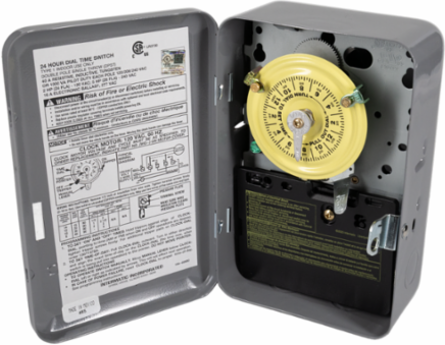24-Hour Mechanical Time Switch, 208-277 VAC, DPST, Indoor Metal Enclosure