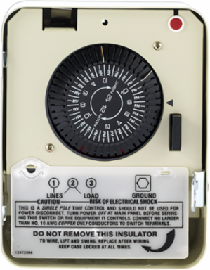 Electric Water Heater Timer, 208-250VAC, 60Hz, SPST, 25A
