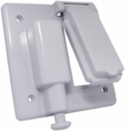 Weatherproof Double Gang Cover with Combo Switch & GFI, 2 Outlets, PVC Material
