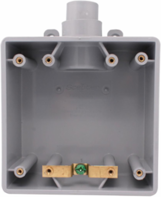 FSU Double Gang PVC Box with 1" Conduit Opening, 2 Outlets, GREY