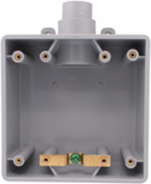 FSU Double Gang PVC Box with 1" Conduit Opening, 2 Outlets, GREY
