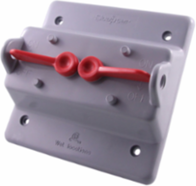 Weatherproof PVC Double Gang Toggle Switch Cover, 2 Outlets, Grey
