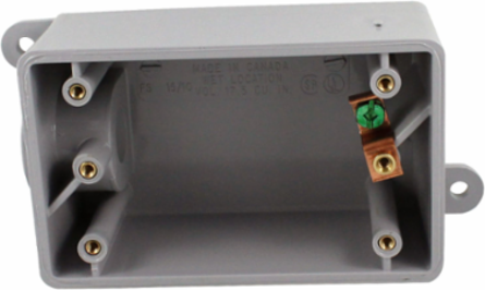 PVC Single Gang Box 1/2 Inch with Reducer Bushings and Molded Mounting Feet