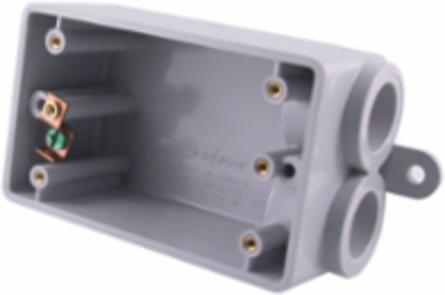F-Series 1/2 Inch PVC Single Gang Box with 1 Outlet and Molded Feet